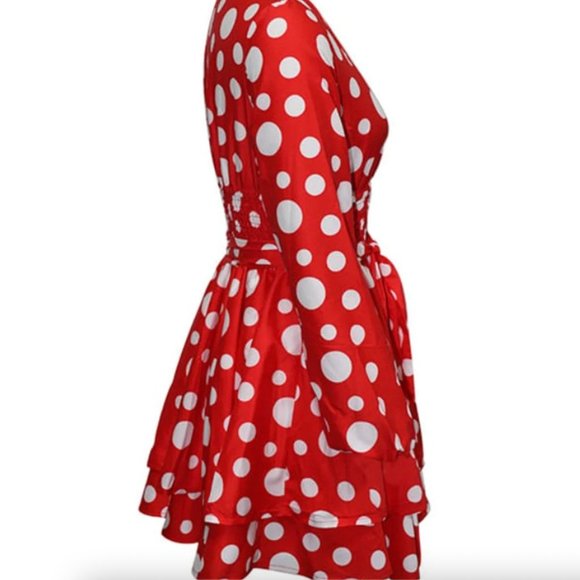NEW V-Neck Polka Dot Printed Dress - Picture 3 of 5